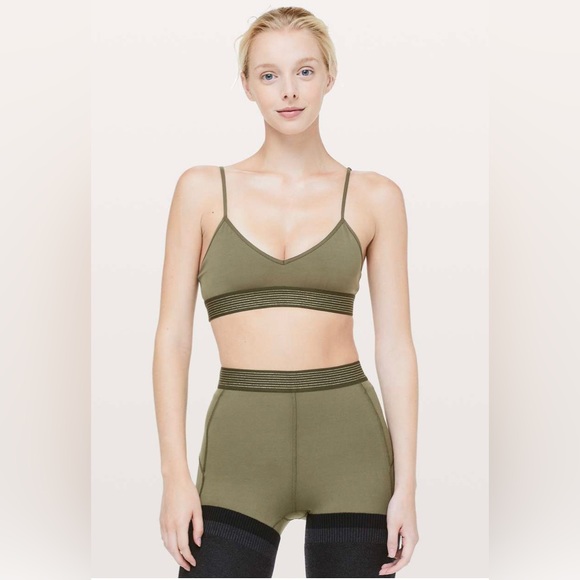 Lululemon | Light Army Green Principal Dancer Golden Lining Bralette - Picture 2 of 8